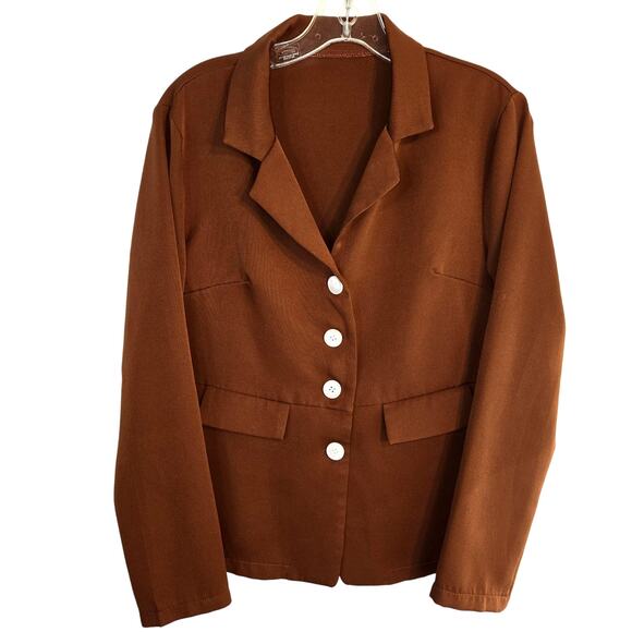 Women's Large L Blazer Brown Suit Coat Misses Size 12 14 Jacket - Picture 1 of 4
